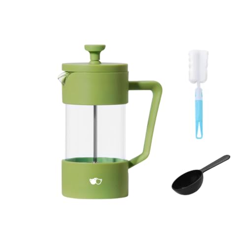 Watson and Monday W&M Cafetera - Cafetera Francesa - Prensa Francesa - French Press - Manual - Acero Inoxidable - Vidrio de Borosilicato - Triple Filtro - Cuchara Medidora + Limpiador - Verde - 350ml