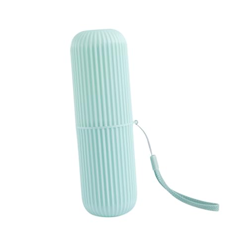 IWOWHERO シーラベル用携帯歯ブラシ収納ボックス 軽量プラスチック製 歯磨き粉 歯ブラシ くし収納可能 口腔ケア兼用 北欧ブルー おしゃれコンパクトケース