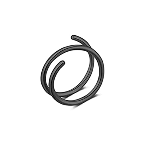 MNSYD Double Nose Hoop Ring for Single Piercing Nose Hoop Twist Nose Ring Hoop Spiral Nose Hoop for Women and Girls Nostril Piercing Jewelry,Black Cover