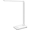White crown LED Desk Lamp Dimmable Table Lamp Reading Lamp with USB Charging Port, 5 Lighting Modes, Sensitive Control, 30/60 Minutes Timer (White, First-Generation)