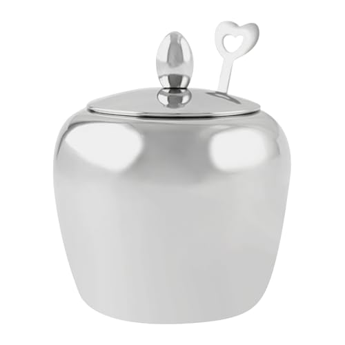 Qkbuza Barattoli per spezie | Contenitore di spezie per zucchero con cucchiaio, Vaso di immagazzinaggio in acciaio inossidabile 250 ml, accessorio da cucina per organizzazione e conservazione