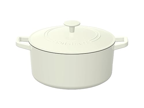 Image of Cuisinart Chef's Classic Enameled Cast Iron Dutch Oven with Lid, Porcelain Enameled Interior, Oven Safe, Induction Compatible, 5-Quart, Round, Cream