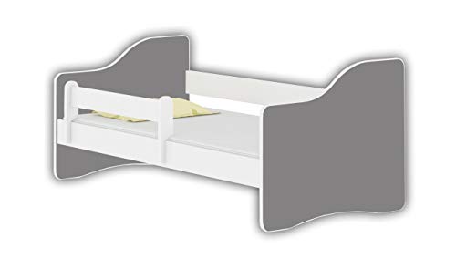 ACMA Letto per bambino Cameretta per bambino con materasso Letto bambini HAPPY (Grigio, 160x80 cm)