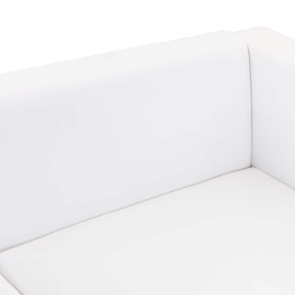 vidaXL Sofá Blanco de Cuero Artificial, 3 plazas Bricolaje Muebles casa Asiento