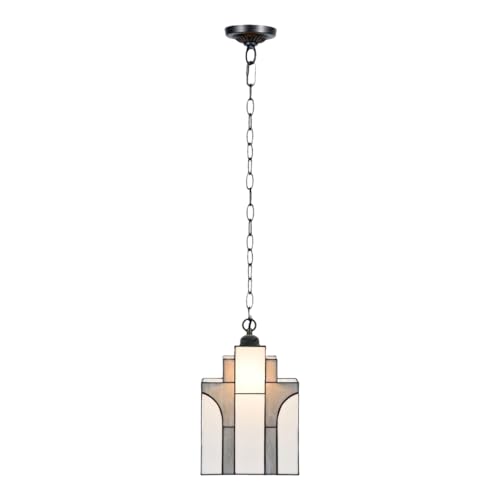Tiffany-style Lampe Suspendue New York Sky Line avec Chaîne - Art Deco Trade