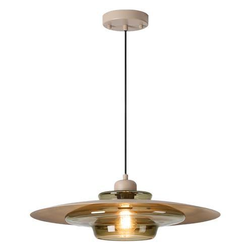 TeHenoo Modern Pendant Light Light Brown Shade Deep Green Glass