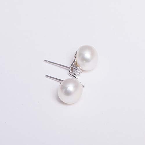VIKI LYNN Pearl Earrings for Women 925 Sterling Silver 8-9mm Freshwater Pearl Stud with Cubic Zirconia Women's Jewelry Earrings Mother's Day Wedding Valentines Day Gifts for Women, Brides, Mom, Her - Image 7