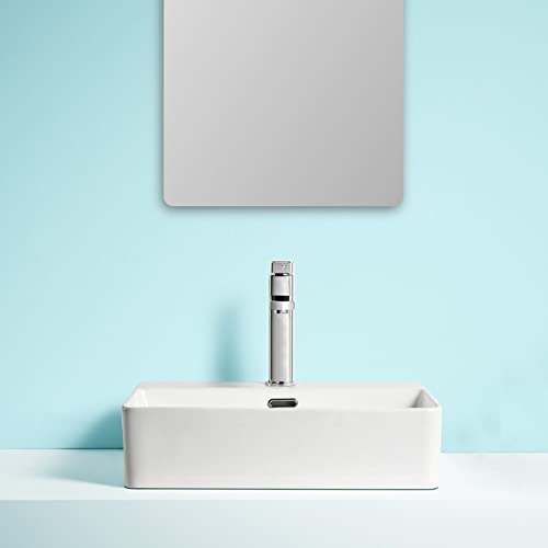 Badezimmerspüle Waschbecken Handwaschbecken Rechteckiges Waschbecken aus weißer Keramik, 19,6 "× 16,5" Porzellanwaschbecken über der Theke mit Wasserhahn-Kombination for Badezimmer, Hotel oder Bar Was – Bild 8