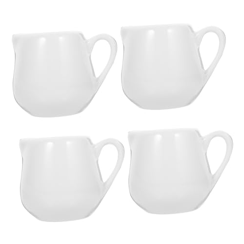 OFFSCH Mini Sauce Jugs Ceramic Milk Jugs Sauce Cups Milk Handle Coffee Spout White Porcelain