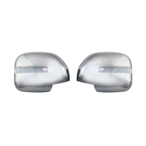 ZGGRB レクサス LX470 470 1998-2007 用 LEDライト付きサイドドアミラーカバー 光沢ブラックカーボンファイバー製 カーリアビューアクセサリー(Chrome Silver)
