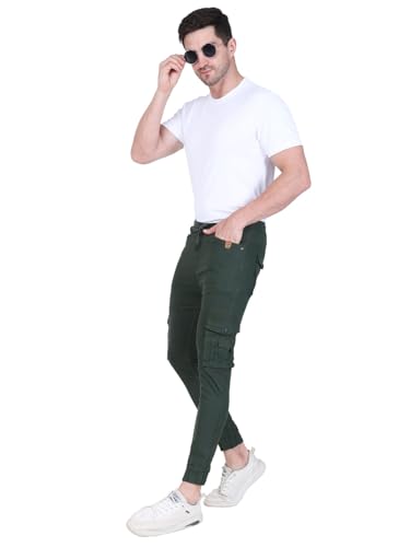 Image of Men's Cargo Pants with Pockets, Cotton Joggers, 6 Pocket Casual Trousers, Track Pants for Office and Parties, Comfortable