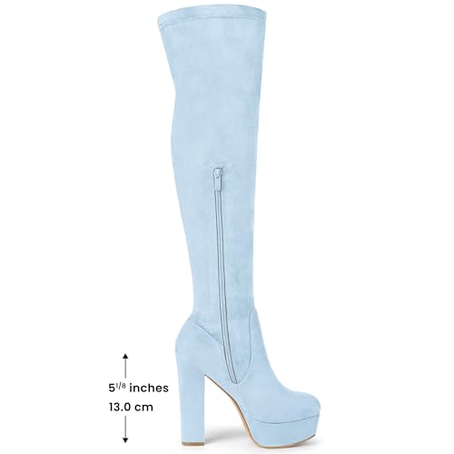 Allegra K Women's Platform Block Heel Over Knee High Boots2