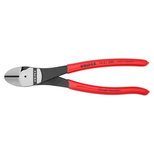 KNIPEX Tools 74 21 200, 8-Inch High Leverage Angled Diagonal Cutters
