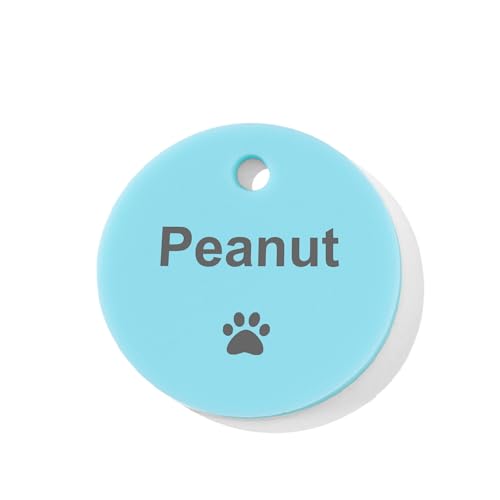 Placa redonda silenciosa personalizada para perros/gatos en silicona - Anhänger de ID impreso en ambas caras ajustable con diseño opcional | Placas de nombre silenciosas (impresión negra)