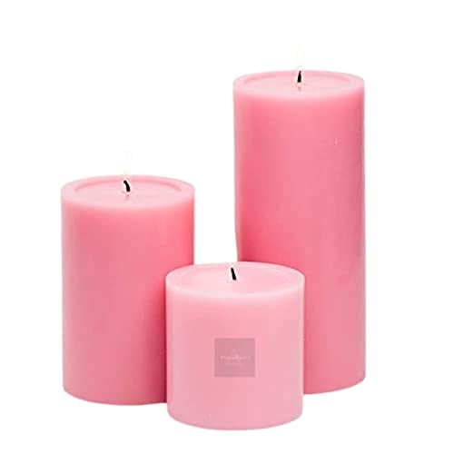 Image of Paraffin Wax Pillar Candles Perfect for Decoration of Dinner, Wedding Parties, Church, Spa, Restaurant, Smokeless Dripless Long Lasting(Set of 3, 2,3,4 inches)(Pink)