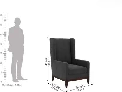 Image of Lakdi The Furniture Co Living Room Lounge Chair with Grey Velvet Fabric & Teak Wood Legs with Polish | Comfortable Accent Chair for Home & Office | 5 Years Warranty | Free Assembly