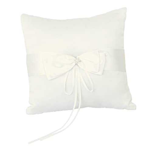 Ciieeo Wedding Ring Pillow Holder Box Satin Double Bowknot Flower Ring Bearer Pillow Decorations