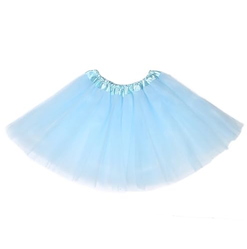 Fepdiu Girls Tutu Skirt 3 Layers Tulle Toddler Ballet Skirts Girls Tulle Tutu Dance Fit Most 3-10 yrs for Dance Party Costume (Light Blue)