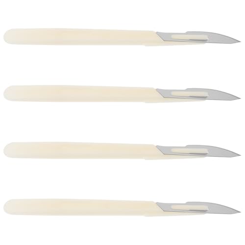 Générique Couteau à Incurvé Blanc 4 Pièces en Plastique et Métal pour Découpe et Stratification, Boulangerie Cuisson
