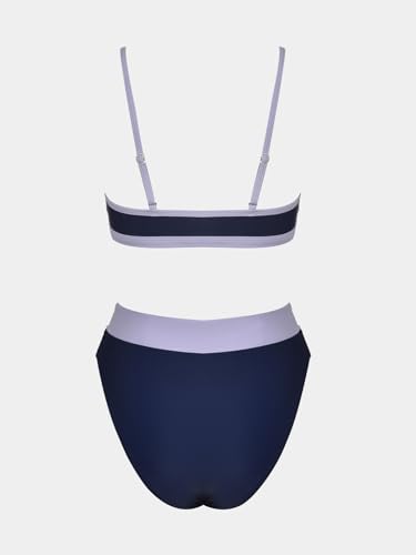 Image of CUPSHE Bikini Set for Women Bathing Suit High Waisted V Cut Bottom | Two Piece Swimsuit,Scoop Neck,Soft Removable Cups,Adjustable Straps,Cutout,Chic,Swimwear for Vacation,Beach,Pool
