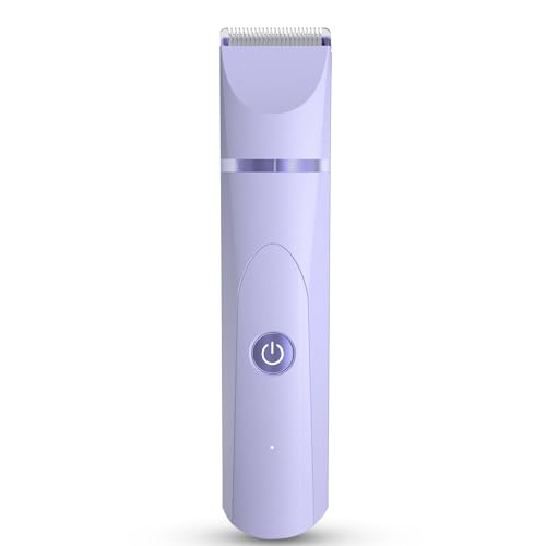 OLOV Electric Body Hair Trimmer - Groin Trimmer for Men - Bikini Trimmer Women - Wet/Dry Shaver Groomer, Replaceable Ceramic Blade Heads, Waterproof Hygiene Razor, Purple