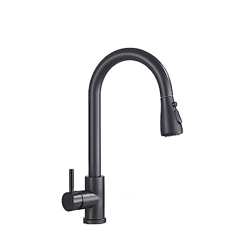 Robinet de cuisine noir mat mitigeur évier douchette extractible eau chaude - 2