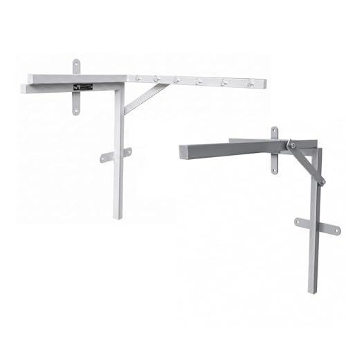 Image of StayHappy Wall Mounted Foldable Cloth Drying Stand | Space Saving Collapsible Metal Clothes Dryer Stand for Balcony & Indoor Use | Wall Mounted Laundry Drying Stand with Free Clothesline (Silver)