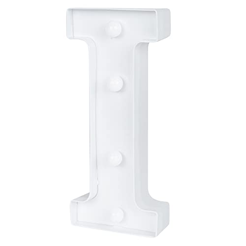 Image of Restaurantware Illumify 5.4 x 1.2 x 8.7 Inch Light Up Letter 1 Durable Marquee LED Light - Letter I Touchproof White Plastic Party Light Keyhole Slot For Parties Weddings Or Special Events