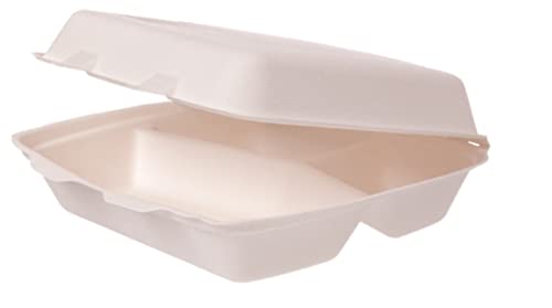 Blanc HYGIENIC Menübox 3-geteilt - 400x Lunchboxen, biologisch abbaubare Dinnerboxen aus Bagasse, umweltfreundliche Menüschale für to go und take away Essen Cover