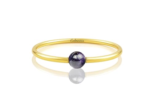 Bracelet améthyste anti stress jonc en or rigide pour retrouver le calme