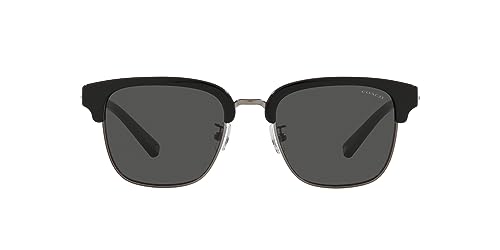 Coach HC8326 Sunglasses, Black/Gunmetal/Dark Grey Solid, 52 mm