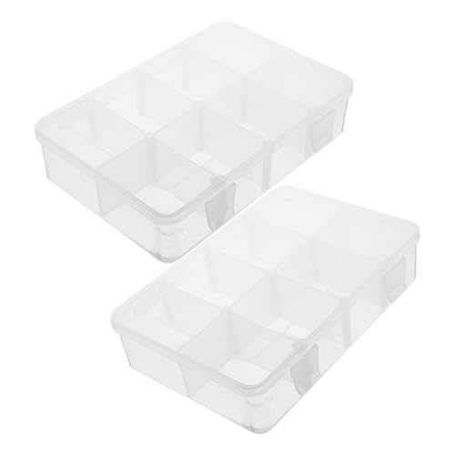 JOINPAYA 2 Contenitori Organizer in Plastica Trasparente con Divisori Rimovibili, Scatole Multiuso a 8 Scomparti per Perline, Gioielli, Snack ed Elettronica, Custodie Smistamento Piccole