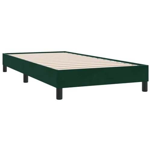 vidaXL Cama Box Spring sin colchón Terciopelo Verde Oscuro 80x210 cm, Cama, somier, Cama de Terciopelo, Muebles de Dormitorio, Cama Individual