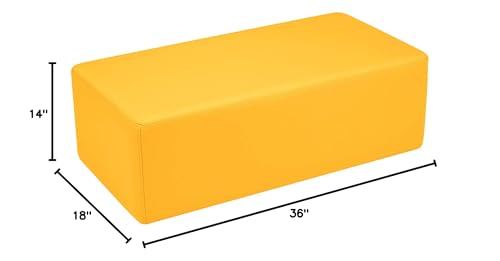 Image of Sprogs 12 inch H Structured Rectangle Stool -Flexible Modular Collaborative Soft Seating for Office, Home, Lounge and School Classrooms with Durable Frame & Set of 2 inch Casters Add-on -Yellow