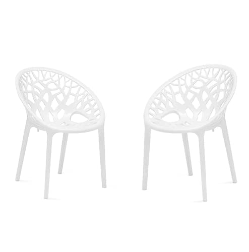 Image of SkyGlamour Crystal PP Oversized Designer Plastic Chair for Balcony, Garden, Home, Indoor&Outdoor Use | Crystal Plastic Chair | Plastic Chairs Set of 2 |Color: White; Set of 2 Chairs