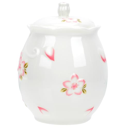 MOKKHNB 浮彫り密封茶葉缶 楕形 セラミック製 キッチン用保存容器 お茶葉 コーヒー豆 スパイス対応 贈り物になクラシックスル