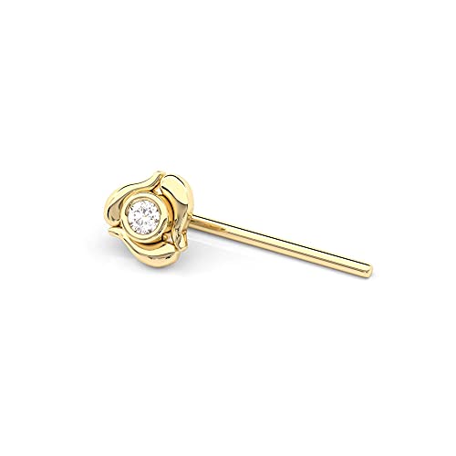 Gold Nose Ring Stud, Gold Plated Sterling Silver Flower Nose Pin Piercing, Unique Minimalist Dainty Style, 20g, L Back Shape, Body Jewelry Handmade By Umanative Design
