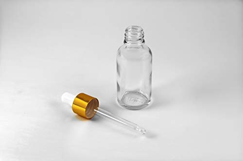 (set of 12 pc) 30 ml clear dropper bottle with golden white dropping cap for essential oils,face serum, hair,body,beauty serum diy cosmetic jars and bottles empty