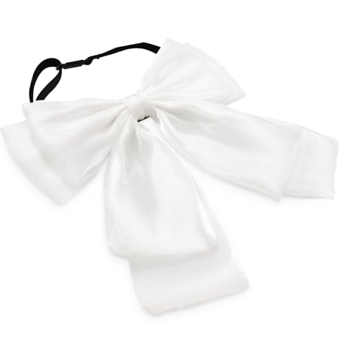 LJBFNN Bow Tie for Women Pre Tied Solid Color Bowtie for Women Adjustable School Uniform Bow Ties for Girls Blouse Dress (White)