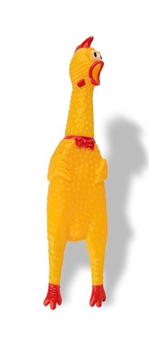 HAPPET Vinyl Quietschen Huhn 28,5 cm - Großes Hundespielzeug mit Sehr lauter Quietsche, Elastisch und Leicht, Ideal für Aportieren und Aktiv-Spiel, Sicheres Gummi-Spielzeug für Hunde