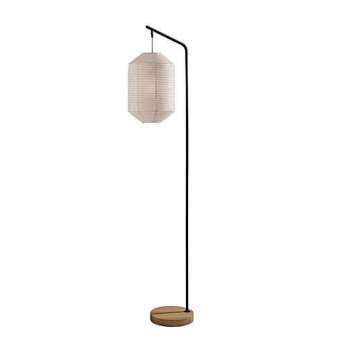 Adesso Floor Lamp, Black & White Paper, Curved Arm, 64.5” by Adesso - Used condition - US$86.13