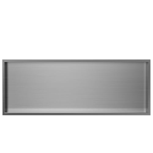 QUSYZD Recessed Shower Niche Shelves, Matte White Bathroom Storage, Rectangle Shower Shelf for Shampoo, Soap & Foot Rest, 90x28x12.5cm,Gray-a-120X28X12cm-47X11X5in