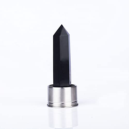 Gourde en verre de gemme réutilisable avec cristal d'obsidienne noire