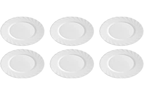 Arcoroc ARC D6887 Trianon Uni Teller flach, 19.5cm, Opalglas, weiß, 6 Stück