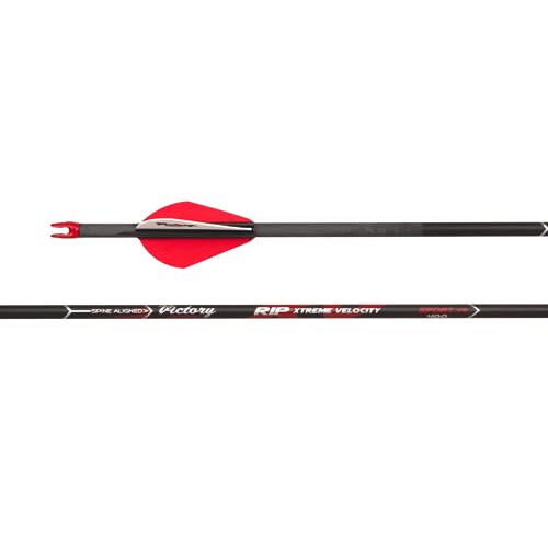 Victory Archery RIP XV 0.204" Small Diameter Hunting Arrow (Spine: 350, 6 Pack Fletched, Straightness ± 0.006 - Sport - Red)