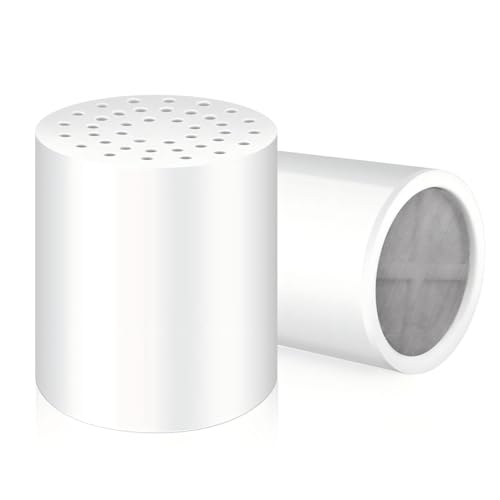 Image of 2-Pack 20-Stage Shower Filter Universal Replacement Cartridges - Suitable for Hard Water Purifiers, Removes Chlorine, Heavy Metals, Iron, Other Sediments, Softens Water, Improves Skin and Hair