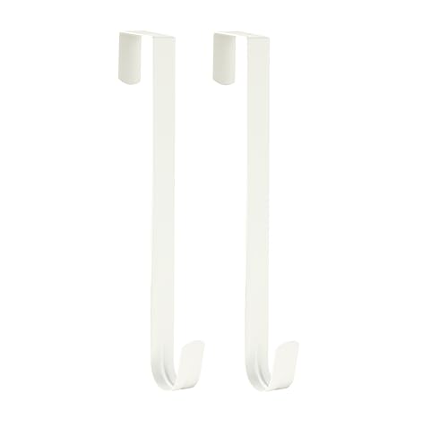 Image of Slim Over The Door Wreath Hanger for Front Door, 12 inch White 2 Pack | Damage-free wreath holder, Easy to Use and Reusable Door Hook for Christmas, Thanksgiving, Halloween and Daily Decor