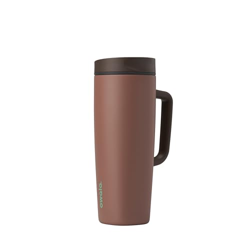 Image of Owala SmoothSip Slider Stainless Steel Insulated Travel Mug with handle, 100% Leak Proof, For Hot and Cold Drinks, Travel Friendly with Sliding Lock Lid, 24 oz, BPA Free, Leak Proof, Cozy Cocoa