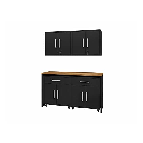 Image of Manhattan Comfort Eiffel Garage Cabinets and Storage System, Set of 5, Black