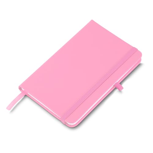 Caderno A6 UTIMAIS+ 14x9cm 80 Folhas Pautadas, Capa Dura PU com Elástico e Suporte para Caneta, Rosa